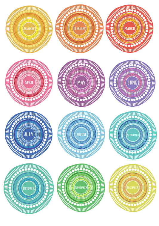 Aboriginal Birthday Chart - Rainbow (Digital File)