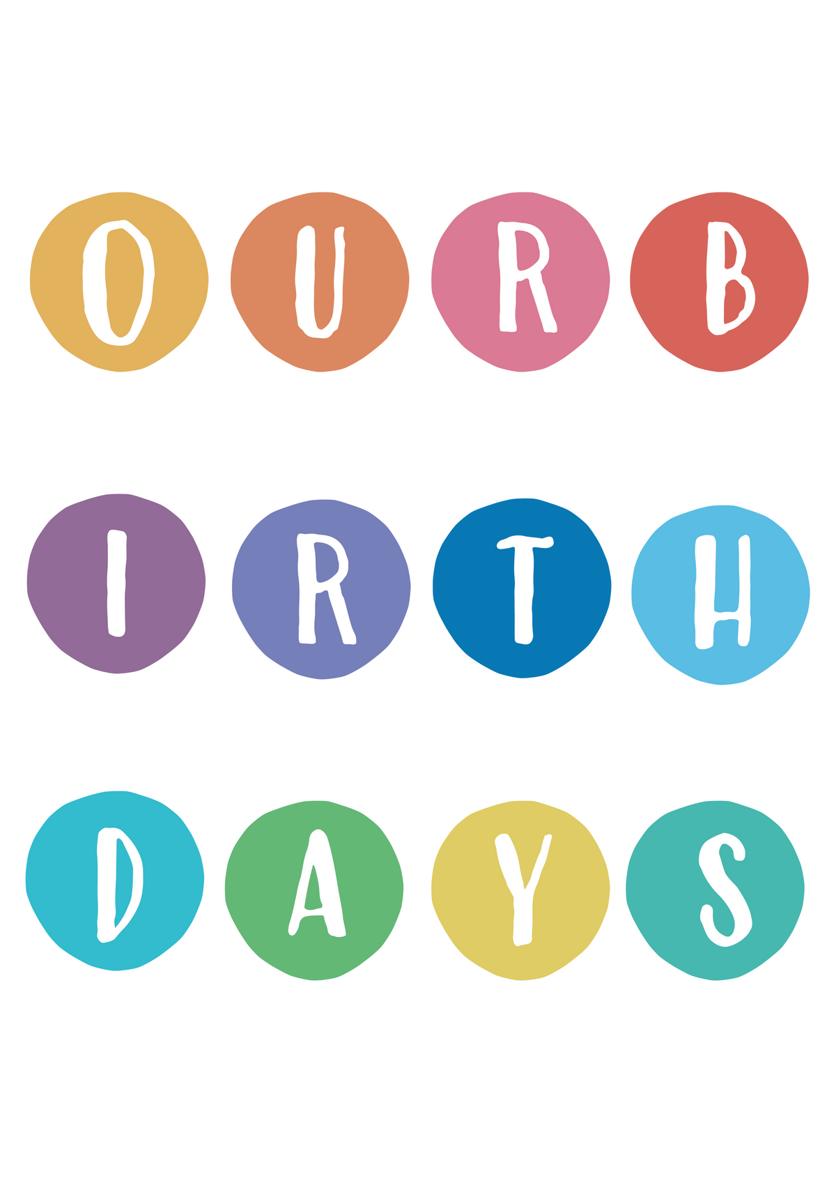 Aboriginal Birthday Chart - Rainbow (Digital File)